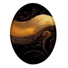 Abstract Gold Wave Background Oval Glass Fridge Magnet (4 Pack)