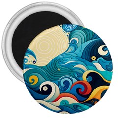 Waves Wave Ocean Sea Abstract Whimsical 3  Magnets