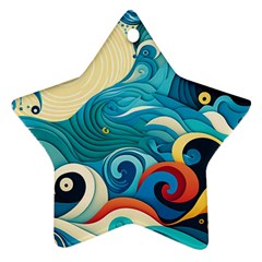 Waves Wave Ocean Sea Abstract Whimsical Ornament (star)