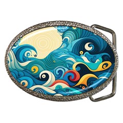 Waves Wave Ocean Sea Abstract Whimsical Belt Buckles