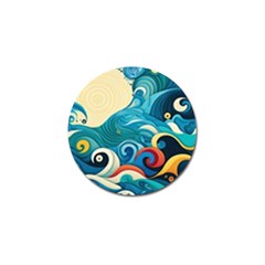Waves Wave Ocean Sea Abstract Whimsical Golf Ball Marker