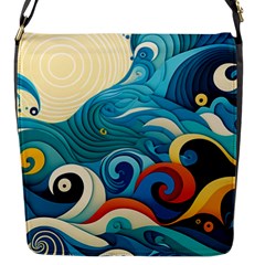 Waves Wave Ocean Sea Abstract Whimsical Flap Closure Messenger Bag (s)