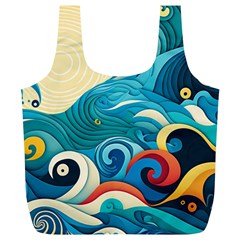 Waves Wave Ocean Sea Abstract Whimsical Full Print Recycle Bag (xl)