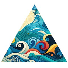 Waves Wave Ocean Sea Abstract Whimsical Wooden Puzzle Triangle