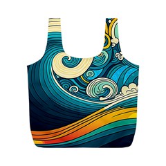 Waves Ocean Sea Abstract Whimsical Art Full Print Recycle Bag (m)