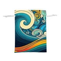 Waves Ocean Sea Abstract Whimsical Art Lightweight Drawstring Pouch (l)