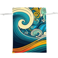 Waves Ocean Sea Abstract Whimsical Art Lightweight Drawstring Pouch (xl)