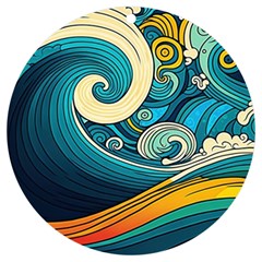 Waves Ocean Sea Abstract Whimsical Art Uv Print Acrylic Ornament Round