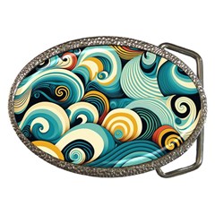 Wave Waves Ocean Sea Abstract Whimsical Belt Buckles