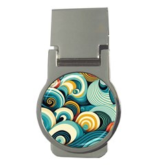 Wave Waves Ocean Sea Abstract Whimsical Money Clips (round) 