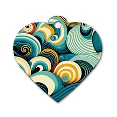 Wave Waves Ocean Sea Abstract Whimsical Dog Tag Heart (one Side)