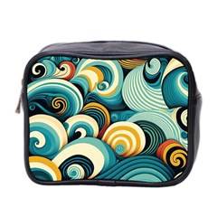 Wave Waves Ocean Sea Abstract Whimsical Mini Toiletries Bag (two Sides)