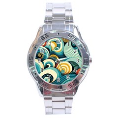 Wave Waves Ocean Sea Abstract Whimsical Stainless Steel Analogue Watch by Maspions