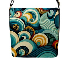 Wave Waves Ocean Sea Abstract Whimsical Flap Closure Messenger Bag (l) by Maspions