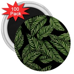 Background Pattern Leaves Texture 3  Magnets (100 Pack)