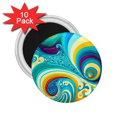 Abstract Waves Ocean Sea Whimsical 2 25  Magnets (10 Pack) 