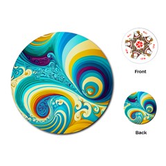 Abstract Waves Ocean Sea Whimsical Playing Cards Single Design (round)