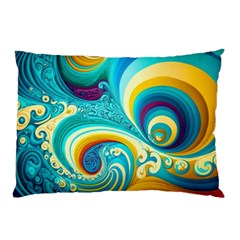 Abstract Waves Ocean Sea Whimsical Pillow Case (two Sides) by Maspions