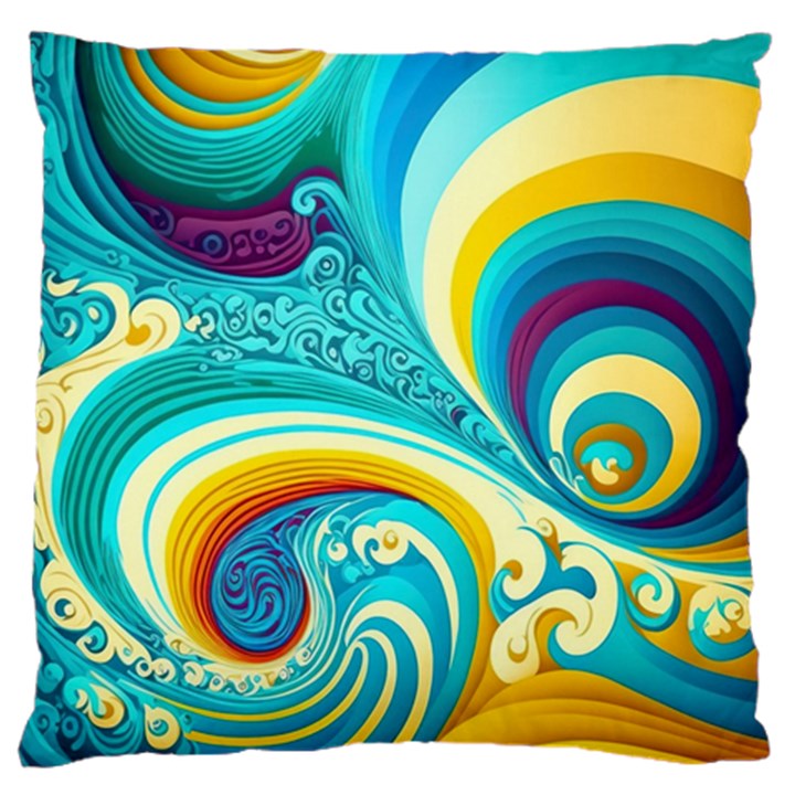 Abstract Waves Ocean Sea Whimsical Large Cushion Case (One Side)