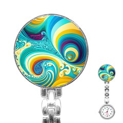 Abstract Waves Ocean Sea Whimsical Stainless Steel Nurses Watch