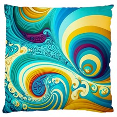 Abstract Waves Ocean Sea Whimsical Standard Premium Plush Fleece Cushion Case (two Sides)