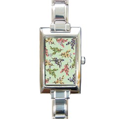 Berries Flowers Pattern Print Rectangle Italian Charm Watch