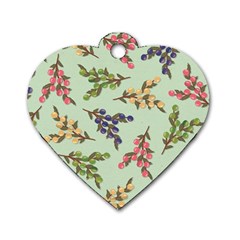 Berries Flowers Pattern Print Dog Tag Heart (one Side)