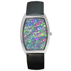 Sktechy Style Guitar Drawing Motif Colorful Random Pattern Wb Barrel Style Metal Watch