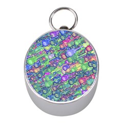 Sktechy Style Guitar Drawing Motif Colorful Random Pattern Wb Mini Silver Compasses