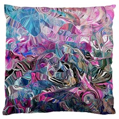 Pink Swirls Blend  Large Cushion Case (two Sides) by kaleidomarblingart