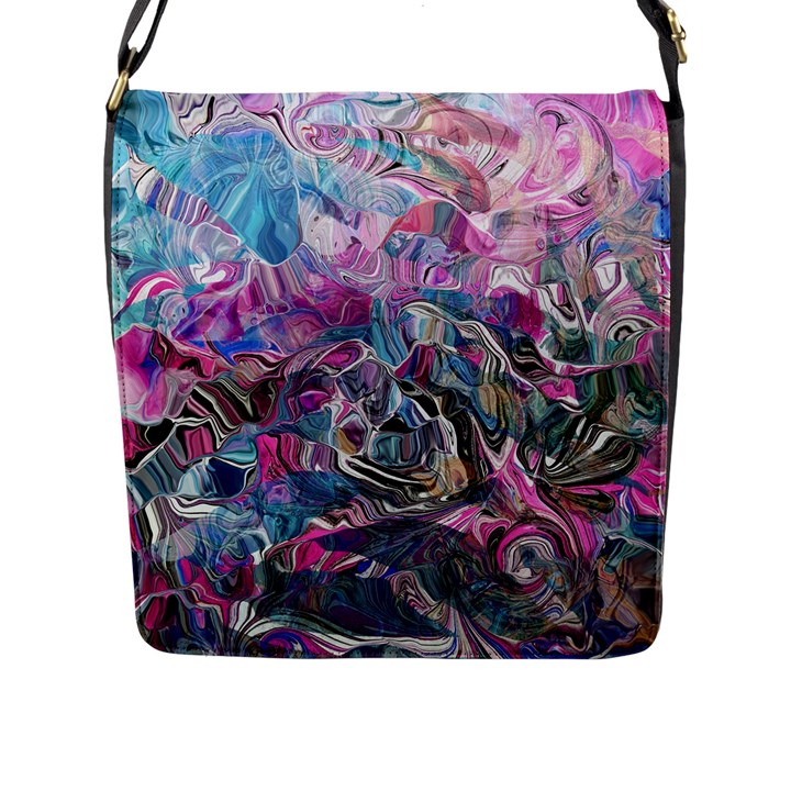 Pink Swirls Blend  Flap Closure Messenger Bag (L)