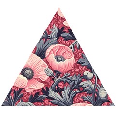 Vintage Floral Poppies Wooden Puzzle Triangle