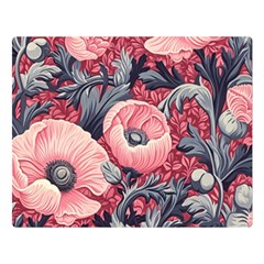 Vintage Floral Poppies Premium Plush Fleece Blanket (large)