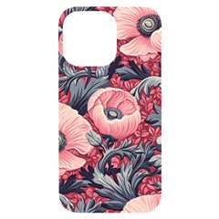 Vintage Floral Poppies Iphone 14 Pro Max Black Uv Print Case