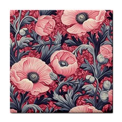Vintage Floral Poppies Tile Coaster