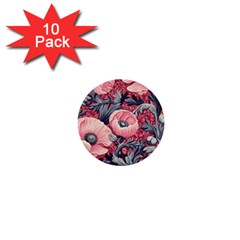 Vintage Floral Poppies 1  Mini Buttons (10 Pack) 