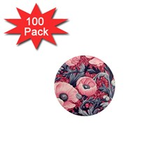 Vintage Floral Poppies 1  Mini Magnets (100 Pack) 