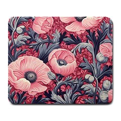 Vintage Floral Poppies Large Mousepad