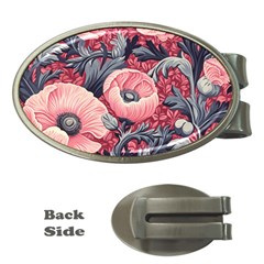 Vintage Floral Poppies Money Clips (oval) 