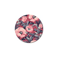 Vintage Floral Poppies Golf Ball Marker
