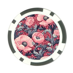 Vintage Floral Poppies Poker Chip Card Guard