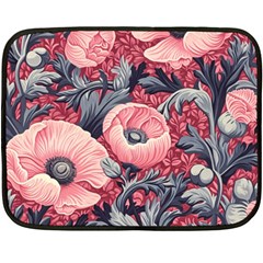 Vintage Floral Poppies Fleece Blanket (mini)