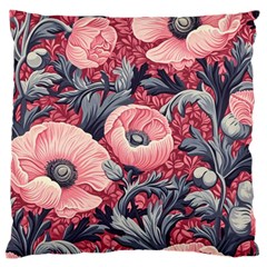 Vintage Floral Poppies Large Cushion Case (one Side)