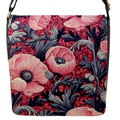 Vintage Floral Poppies Flap Closure Messenger Bag (s)