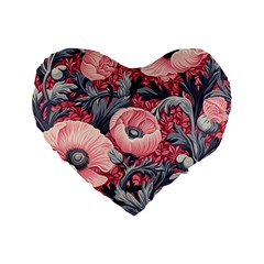Vintage Floral Poppies Standard 16  Premium Flano Heart Shape Cushions