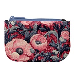 Vintage Floral Poppies Large Coin Purse