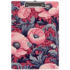 Vintage Floral Poppies A4 Acrylic Clipboard
