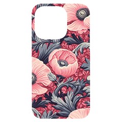 Vintage Floral Poppies Iphone 14 Pro Black Uv Print Case by Grandong