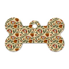 Floral Design Dog Tag Bone (two Sides)