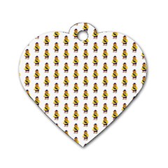 Teddy Pattern Dog Tag Heart (two Sides)